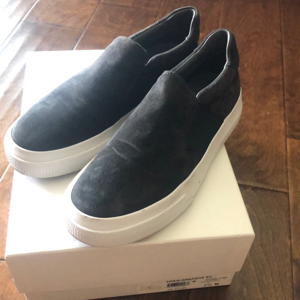 Vince suede dark gray slip on shoes. US size 7.5m